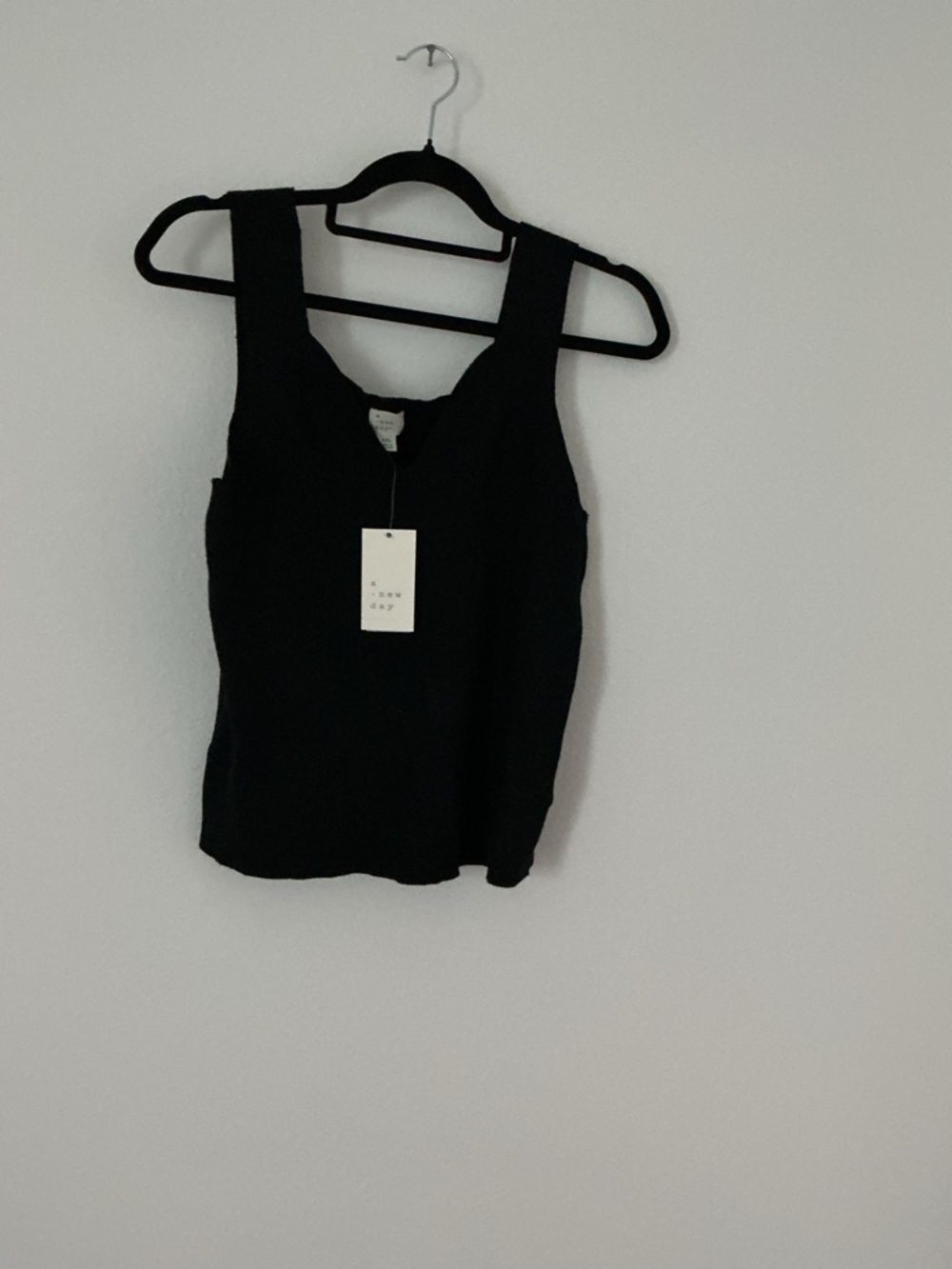 a new day Black Ribbed Square Neck Tank
